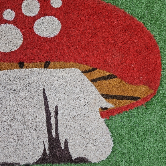 NEW Outdoor Coir Natural Fiber Red Mushroom Shaped Doormat Door Mat Rug 18"x30" - Picture 9 of 12